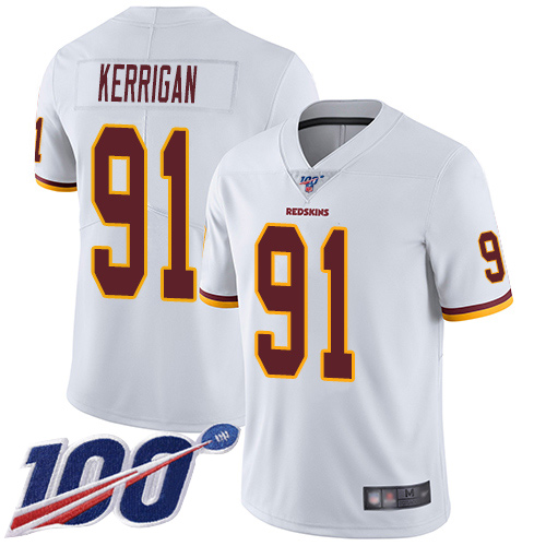 Washington Redskins Limited White Youth Ryan Kerrigan Road Jersey NFL Football #91 100th Season Vapor->youth nfl jersey->Youth Jersey